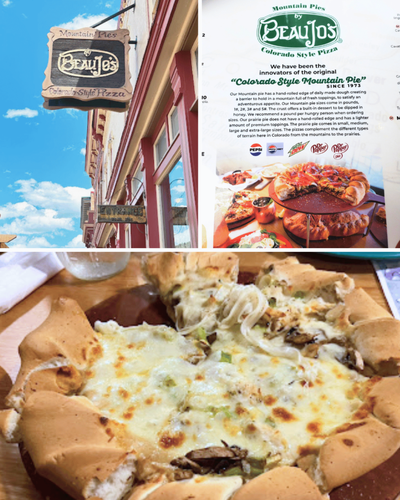 Try the famous Colorado style pizza at Beau Jo's in Idaho Springs