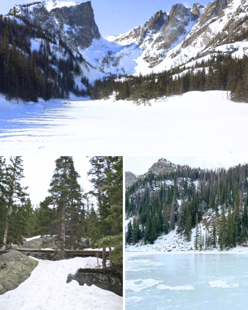 Dream Lake in Rocky Mountain National Park is a pretty winter wonderland