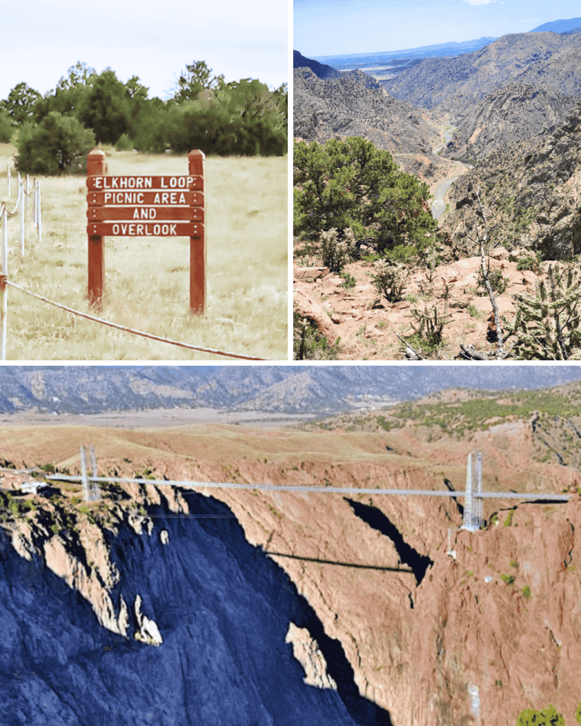 From the Elkhorn Loop Overlook and Picnic Area, you will have incredible views of the canyon and Royal Gorge Bridge in the distance.