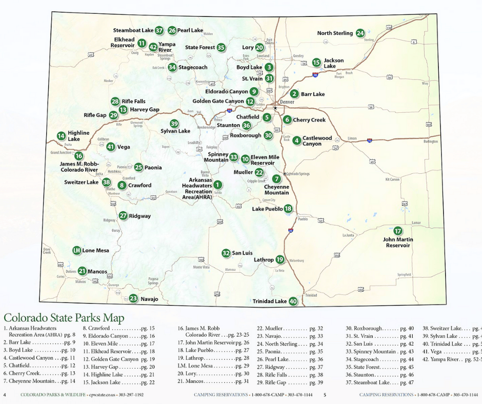 Map of all Colorado state parks, froma book I found at a Visitor Center
