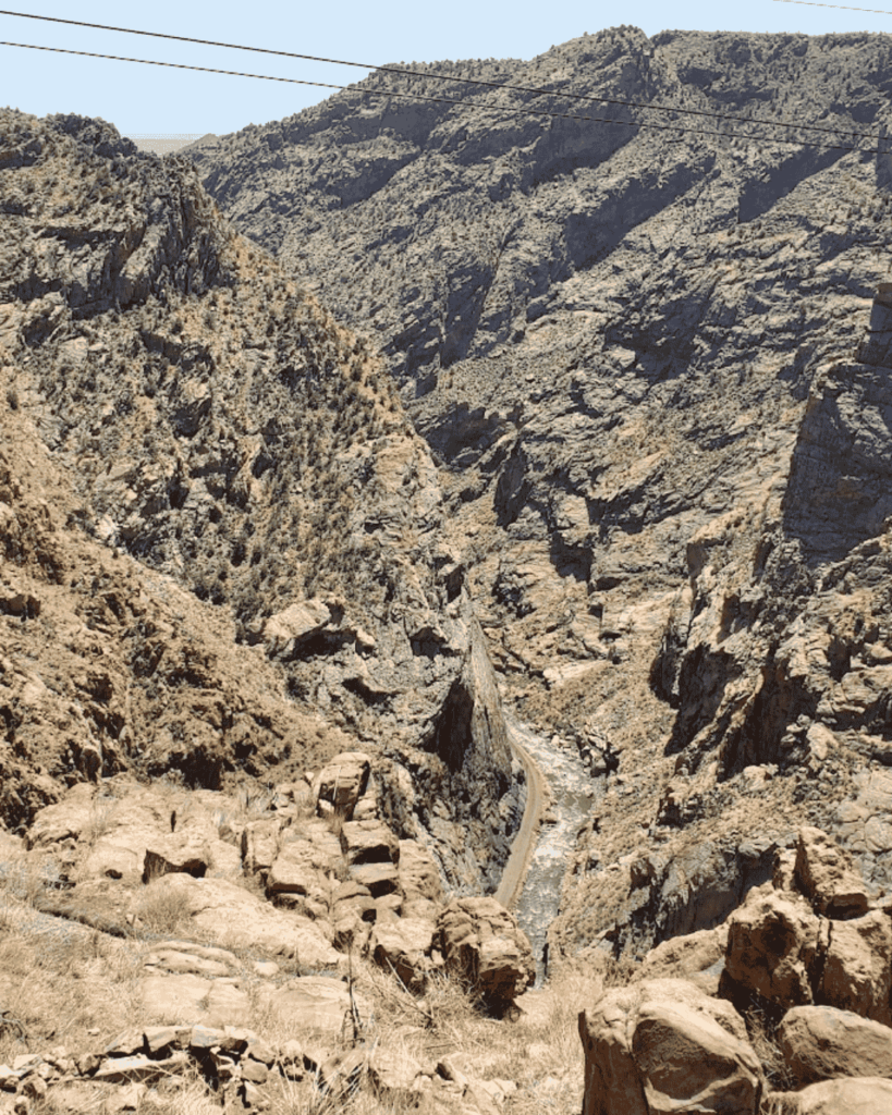 Peering down into the Royal Gorge. Can you spot the Arkansas river below