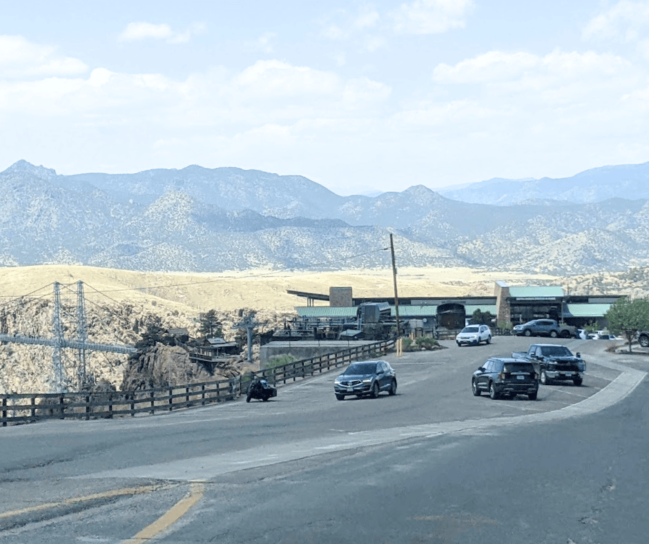 Royal Gorge Bridge Visitor Center and Bridge as seen when you approach it