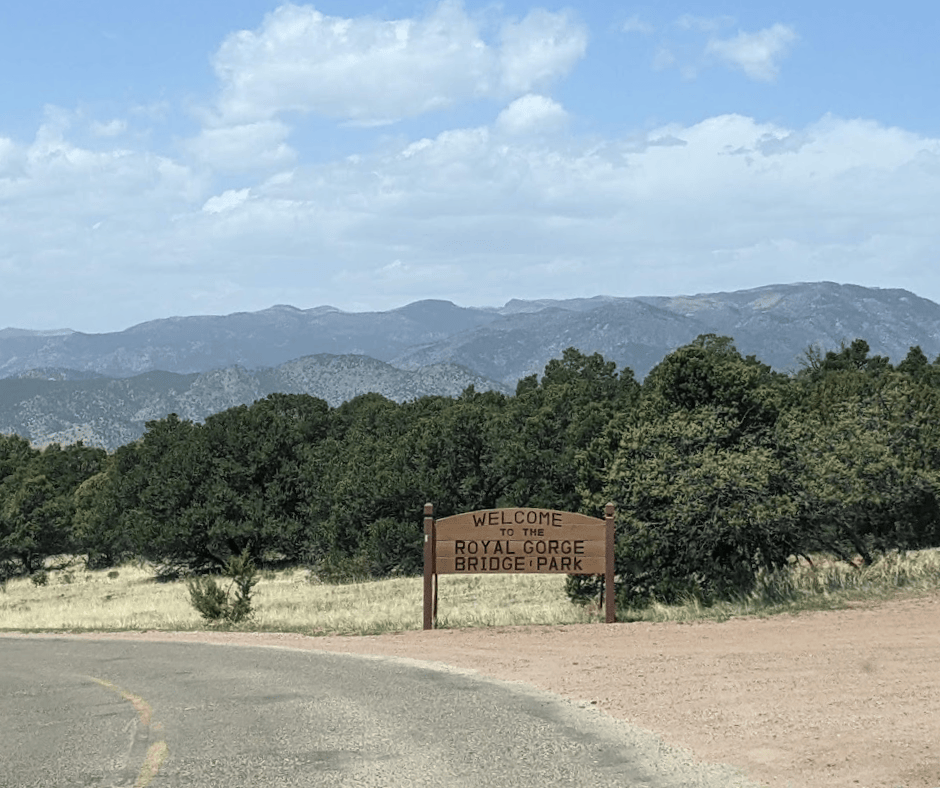 Royal Gorge Bridge and Park Entrance sign