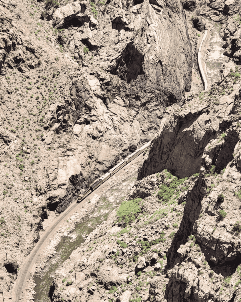 The Royal Gorge train as seen from the Royal Gorge bridge